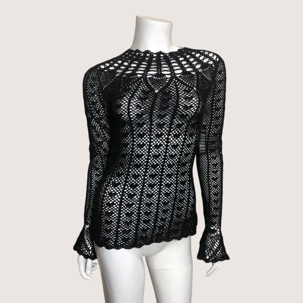 NWT Ulla Johnson Heidi Crochet Top in Black Size XS $795